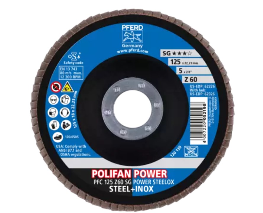 Z flap disc Diam. 125 grain 60 - steel/stainless steel (Box of 10)