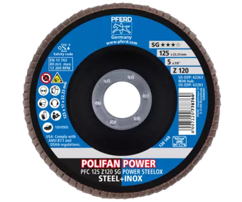 Flap disc Z Diam. 125 g120 - steel/stainless steel (Box of 10)