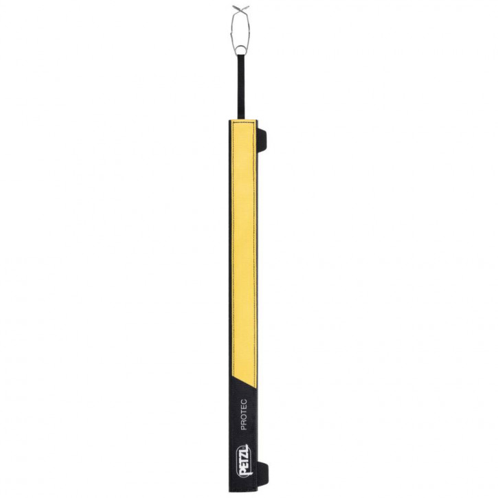 Black/yellow soft protection for fixed rope