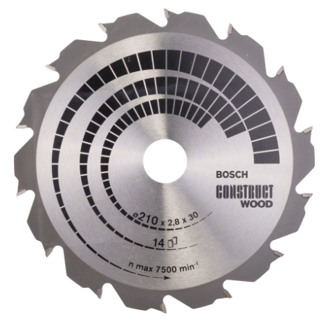 Lame scie circulaire Bois construction 210x30x2,8mm 14D