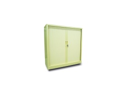 [IN000101] Low cabinet with vertical curtains 105x100x40cm 2 beige compartments