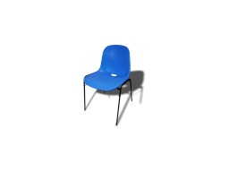 [IN008439] Chaise coquille plastique bleue piètement noir