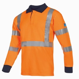 [EP020780] Polo manches longues orange HV retard feu antistatique arc électrique Lerby (sur cde)