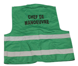 [EP009147] Green vest with retro stripes for drill leader on the back
