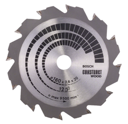 [EL131577] Circular saw blade for wood construction 160x20/16x2.6mm 12D