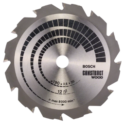 [EL131578] Lame scie circulaire Bois construction 190x20/16x2,6mm 12D