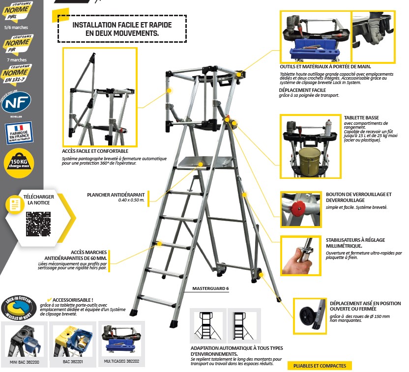 Plate-forme individuelle MASTERGUARD 6 marches stabilisateur