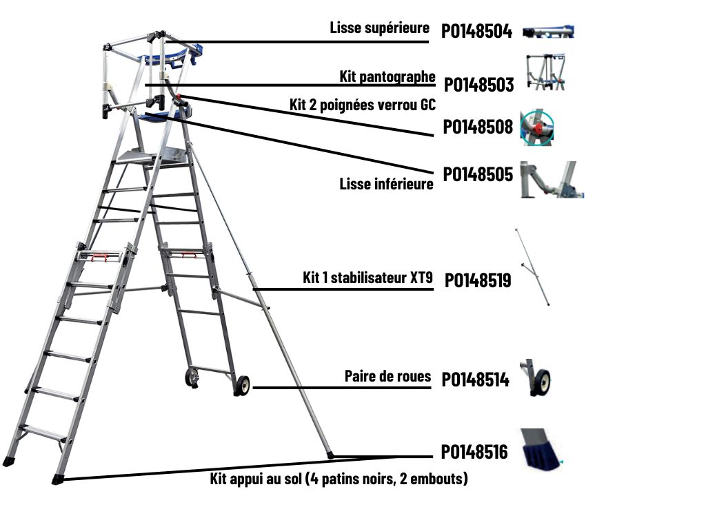 Plate-forme rayonnage XT9 PERFORM 6 à 9 marches