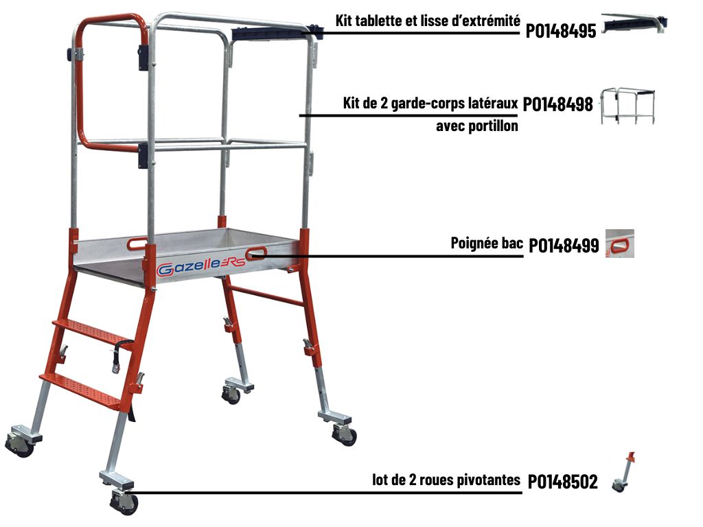 Pate-forme individuelle GAZELLE RS hauteur réglable et sur roues