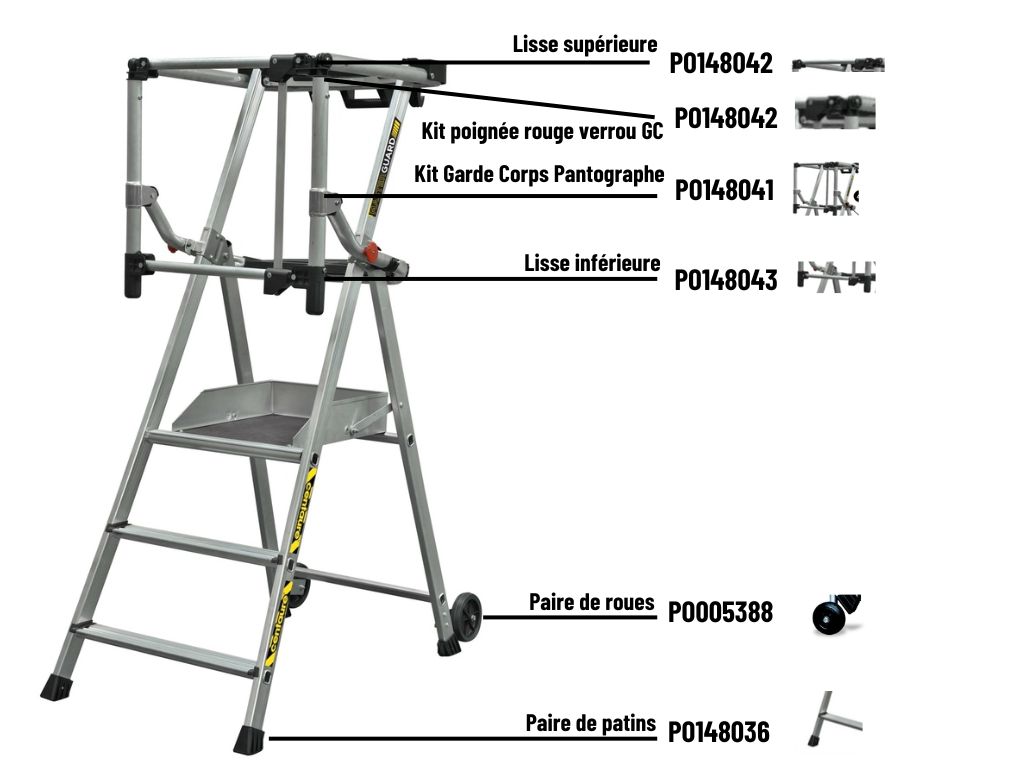 Plate-forme individuelle MASTERGUARD 3 marches base évasée