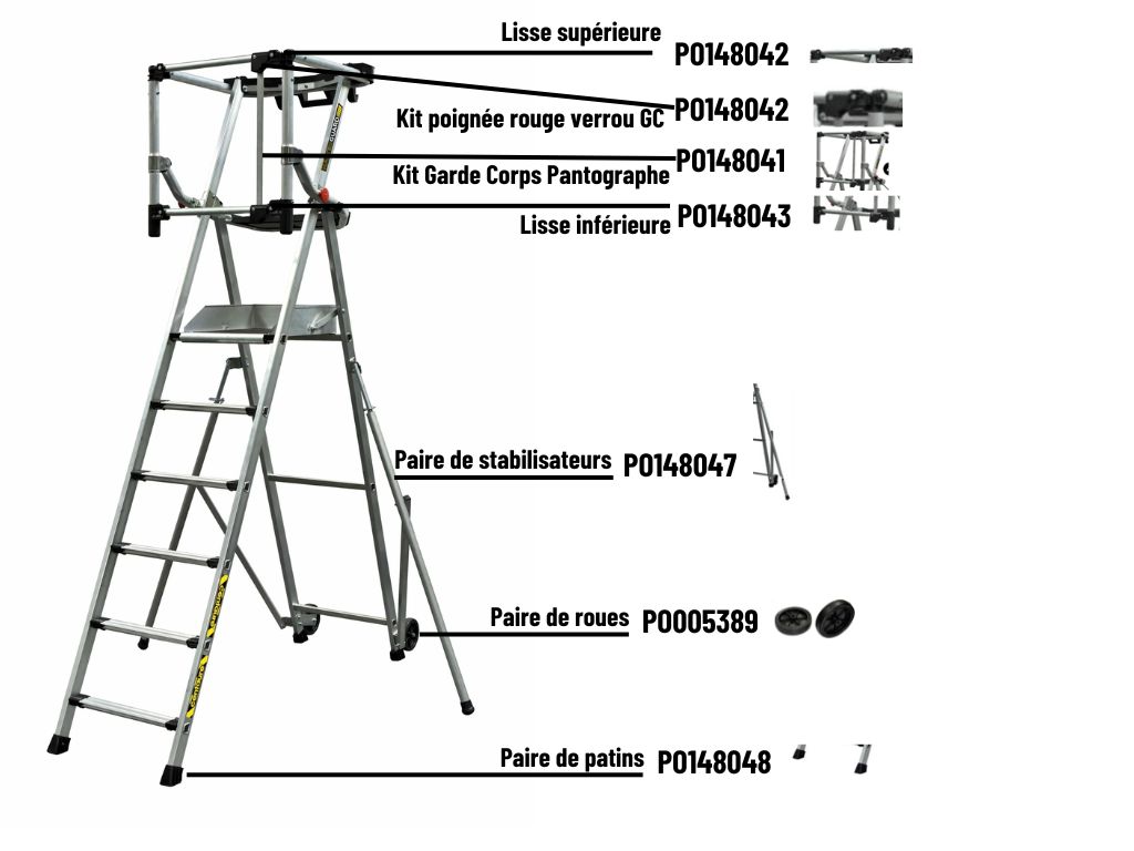 Plate-forme individuelle MASTERGUARD 6 marches stabilisateur