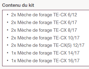 SET L2 TE-CX PANACHEES LOT DE 12- SDS+