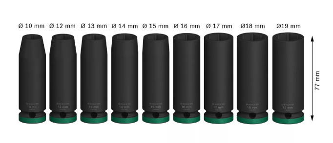 Set 9 Douilles Impact PRO 1/2 Longues