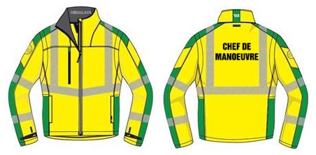 Veste Softshell manches amovibles jaune et vert HV - Chef de manœuvre (sur cde)