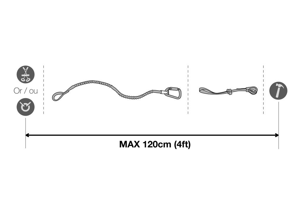 Sangle extensible contre la chute d'outils jusqu'à 5kg Tooleash