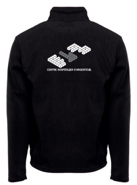 Veste polaire zippée 300gr noire-orange brodée BY BAT EQUIPEMENTS PUBLICS coeur + logo et nom Centre Hospitalier Argenteuil dos