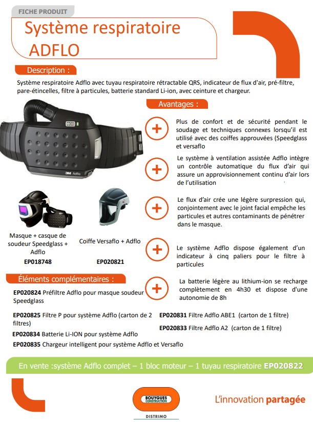 Masque + casque de soudage 3M Speeglass 9100XX MP teinté 5/8 9/13 Av. ADFLO - Vision 73X107