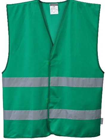 Gilet vert bandes retro chef de manœuvre dos