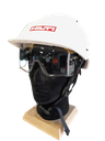 Casque Iris II blanc porte étiquette avec lunettes et jugulaire 4 points - Logoté HILTI