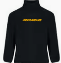 Veste polaire zippée 300gr noire brodée MONTAGRUES 1 couleur jaune 7549C coeur + dos