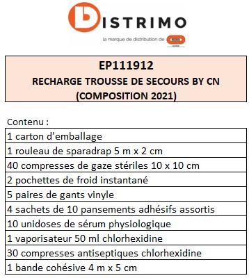 Recharge trousse de secours BY CN (Composition 2021)