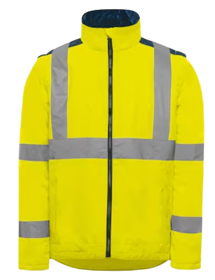 Parka 4 en 1 fluo HV Jaune respirant - Homme