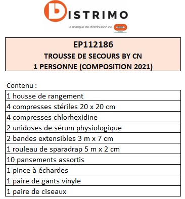 Trousse de secours 1 personne BY CN (Composition 2021)