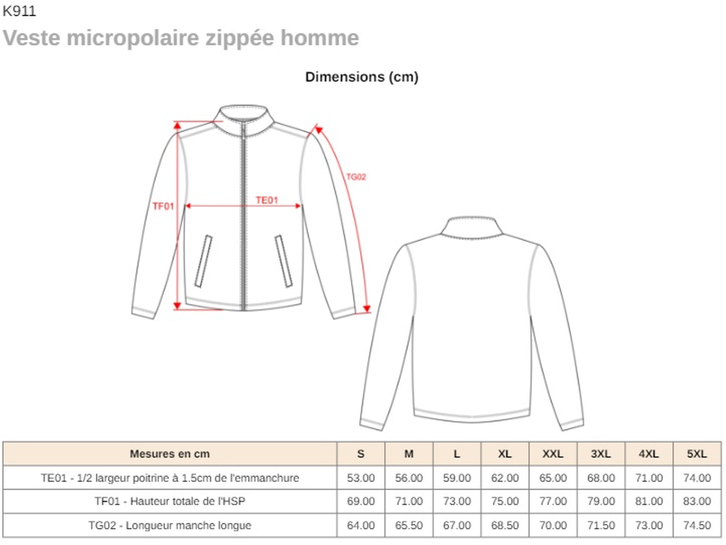 Polaire zippé 300gr 100% polyester noir AXIONE