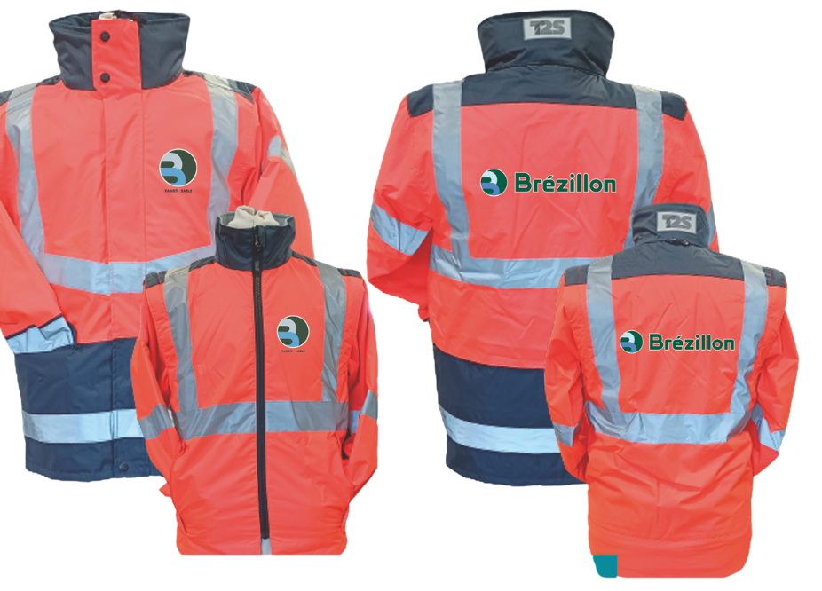 Parka 4 en 1 HV femme BRODERIE cœur entité BREZILLON Nom Prénom + TRANSFERT dos entité BREZILLON (parka+gilet int.)