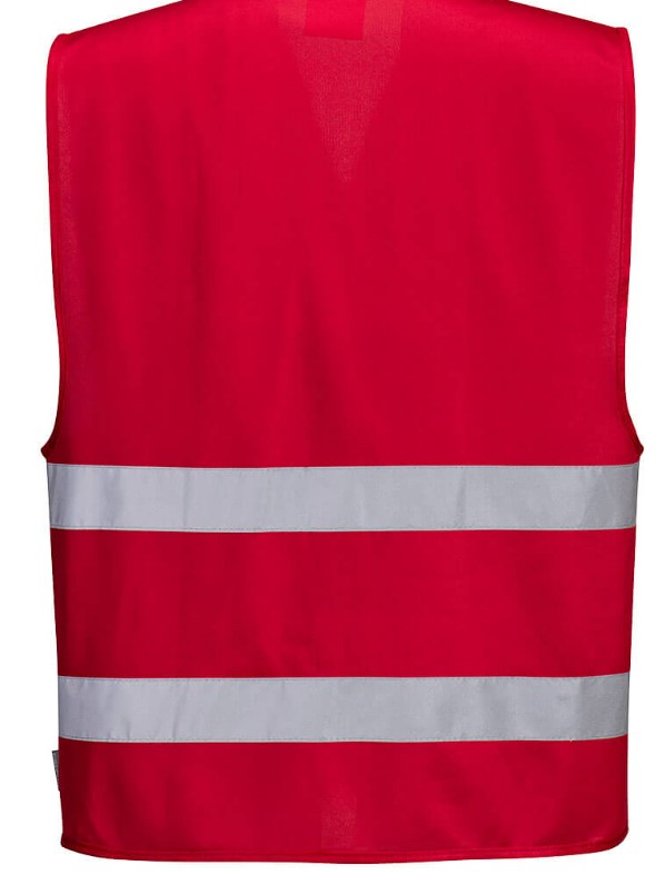 Gilet rouge 2 bandes retro horizontales