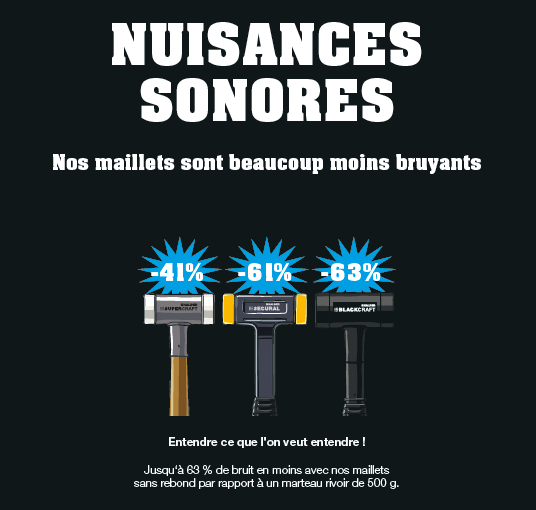 Maillet SUPERCRAFT sans rebond, avec manche vernis en Hickory, Ø70 (embouts nylon)