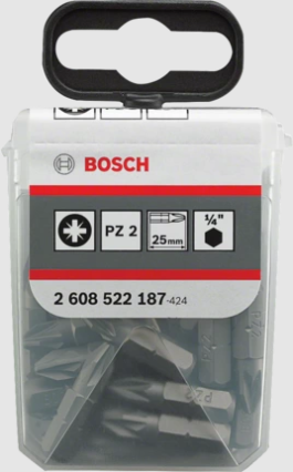 Embout de vissage extra-dur PZ2 hexagonal 25mm (lot de 25)