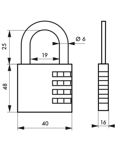 Cadenas à chiffres de 40mm
