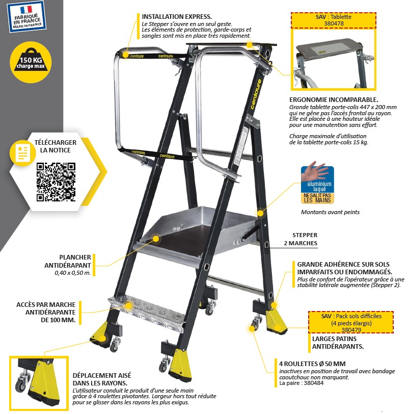 Plate-forme rayonnage stepper 1 marche