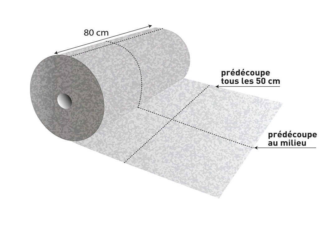 Rouleau absorbant prédécoupé hydrocarbures 80cmx40m