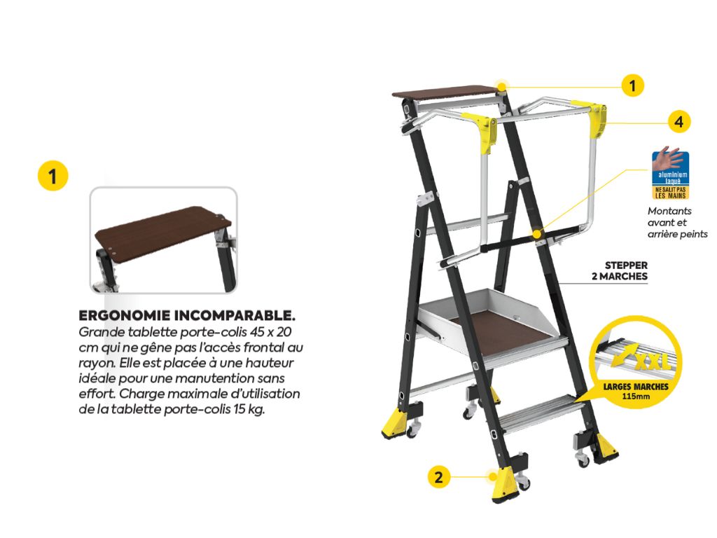 Plate-forme rayonnage Stepper 2 marches nouveau modèle