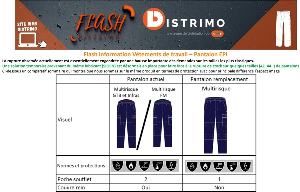 Pantalon multirisques pour BYES et FM - Long