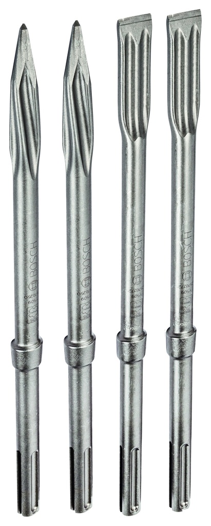 4 burins SDS Max RTec auto affûtant PRO (2 plats, 2 pointus)