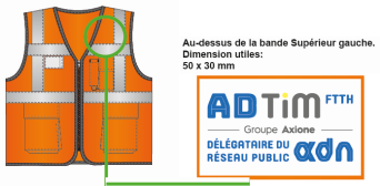 ADTIM multi-pocket fluorescent HV vest with heart on solid white