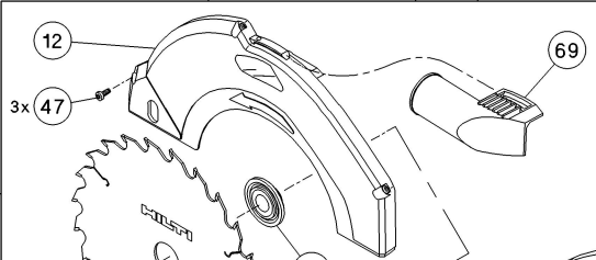 W-ASC AA suction connection for Hilti WSC85 circular saw suction support (item 69)