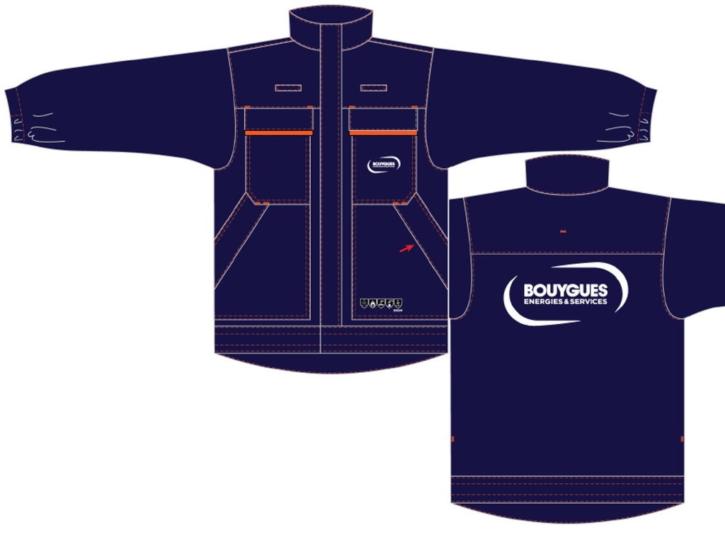 Veste multirisques BYES cœur + dos - liseré orange *2023* (peut être remplacé par EP128250 ou HS153039)