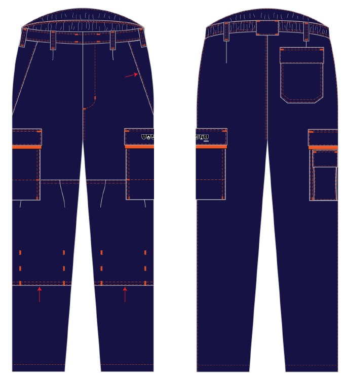Pantalon multirisques BYES - liseré orange - Long - *2023*
