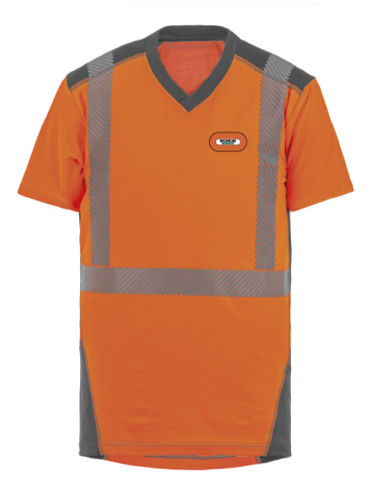 Tee-shirt HV polyester coton orange/gris RICHELMI manches courtes Jakarta