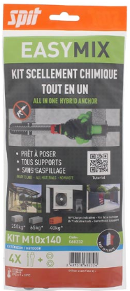 Easy-Mix Kit M10x140/30 HDG (Boite de 4)