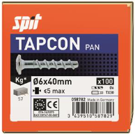 Tapcon PAN 6x40/5 domed head screws (Box of 100)