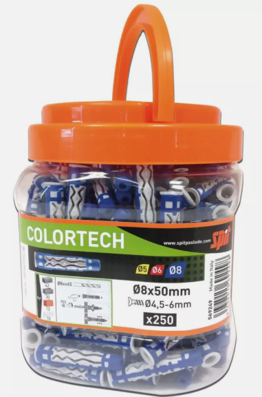 Cheville COLORTECH 8X50 sans vis (Bidon de 250)