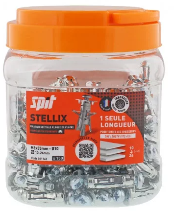 Cheville STELLIX 6X35/15 + vis (Bidon de 150)