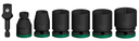 Set of 5 1/2 adaptable PRO impact sockets + 2 adapters