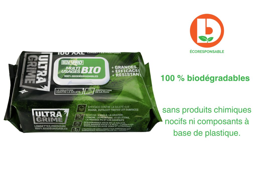 XXL ULTRAGRIME PRO organic multi-purpose wipes (pack of 100)