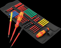 Jeu de 26 tournevis isolés avec porte-embouts wera VDE